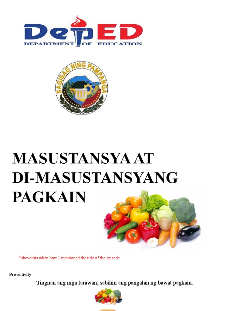 Masustansya at Di Masustansyang Pagkain | PDF