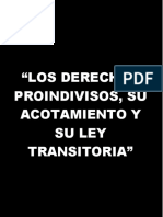 Los Derechos Proindivisos, Su Acotamiento y Su Ley Transitoria