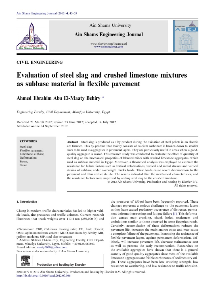 Steel Slag in Flexible Pavement Subbase | PDF | Construction Aggregate ...