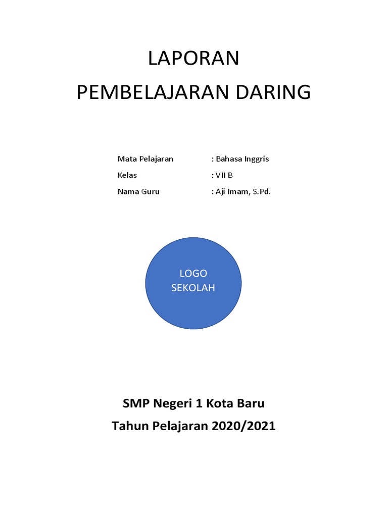 Contoh Cover Laporan Daring Bahasa Inggris Pdf
