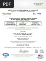 Certificado de Conformidad de Producto: Product Conformity Certificate