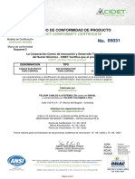 Certificado de Conformidad de Producto: Product Conformity Certificate