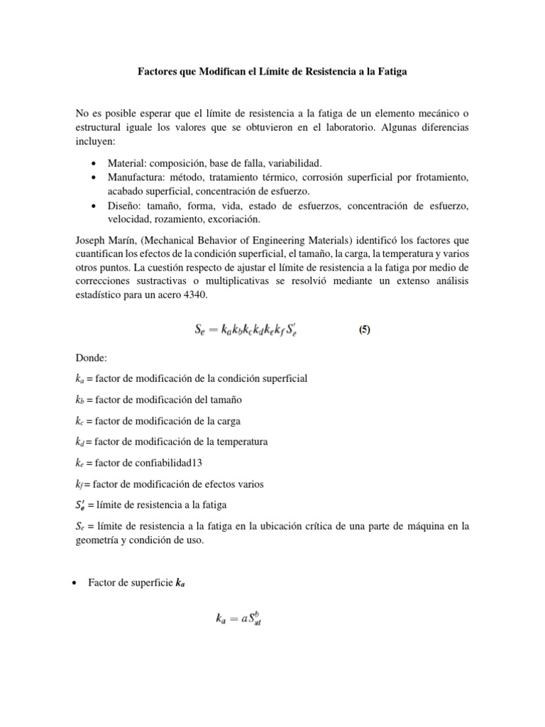 Factores Que Modifican El Límite de Resistencia A La Fatiga | PDF ...