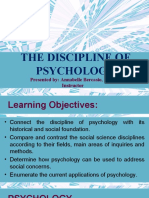 The Discipline of Psychology: Presented By: Annabelle Bercasio, RSW Instructor