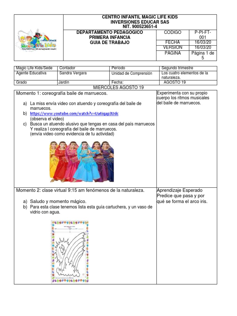 Guía de Actividades para Jardín | PDF | Bailes | Aprendizaje