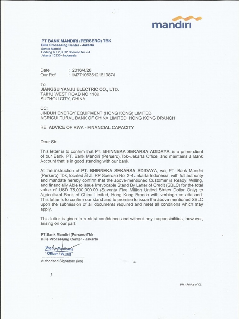 Bcl For Sblc Of Pt Bsa