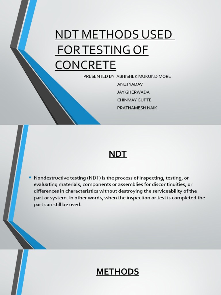 NDT Methods Used For Testing of Concrete | PDF | Nondestructive Testing ...