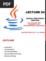 Lexical and Syntax Analysis: CSE 325/CSE 425: Concepts of Programming Language