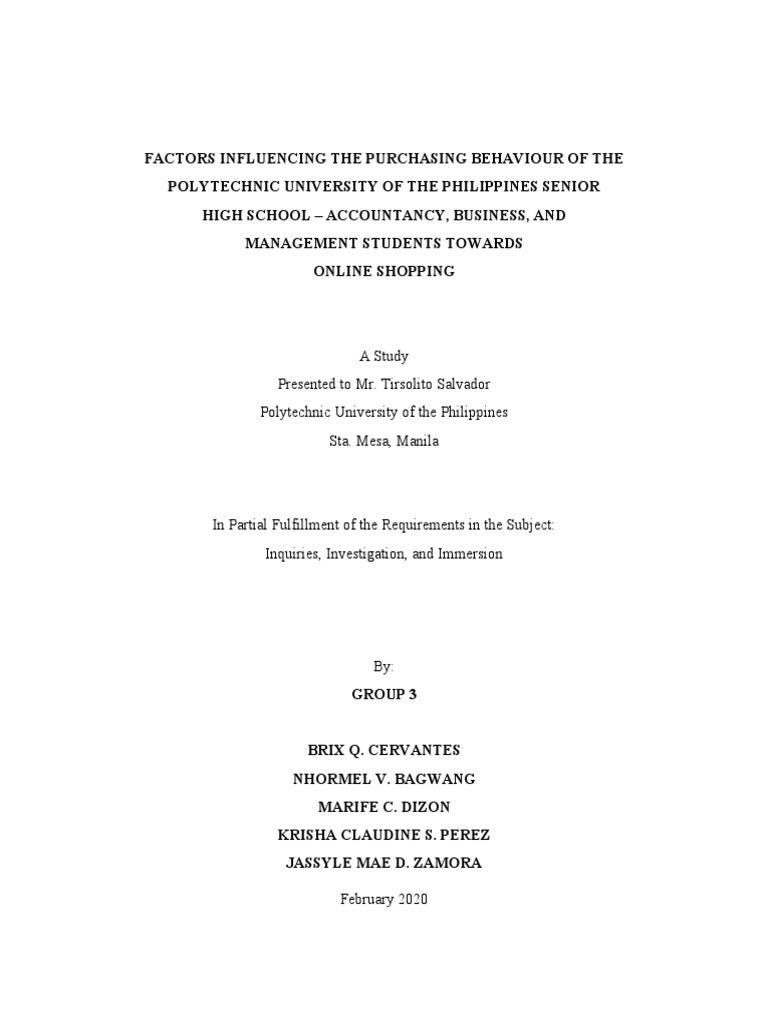Factors Influencing Online Shopping Behavior Among Polytechnic