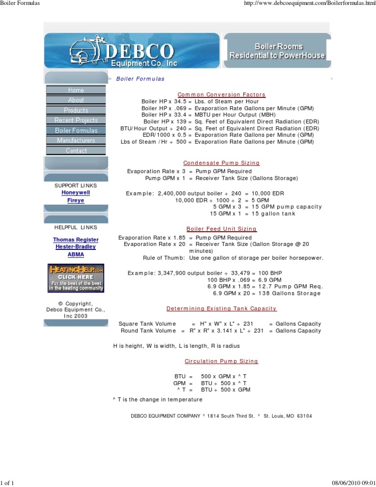 Boiler Formulas Horsepower Power (Physics)