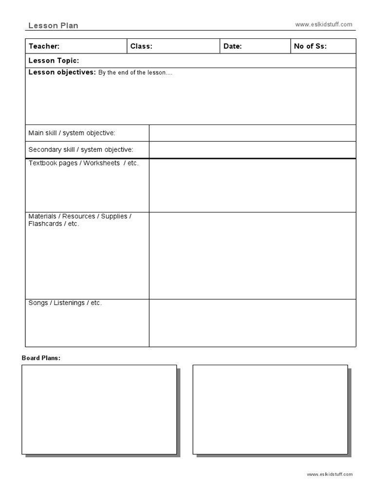 ESL Lesson Plan Template | PDF