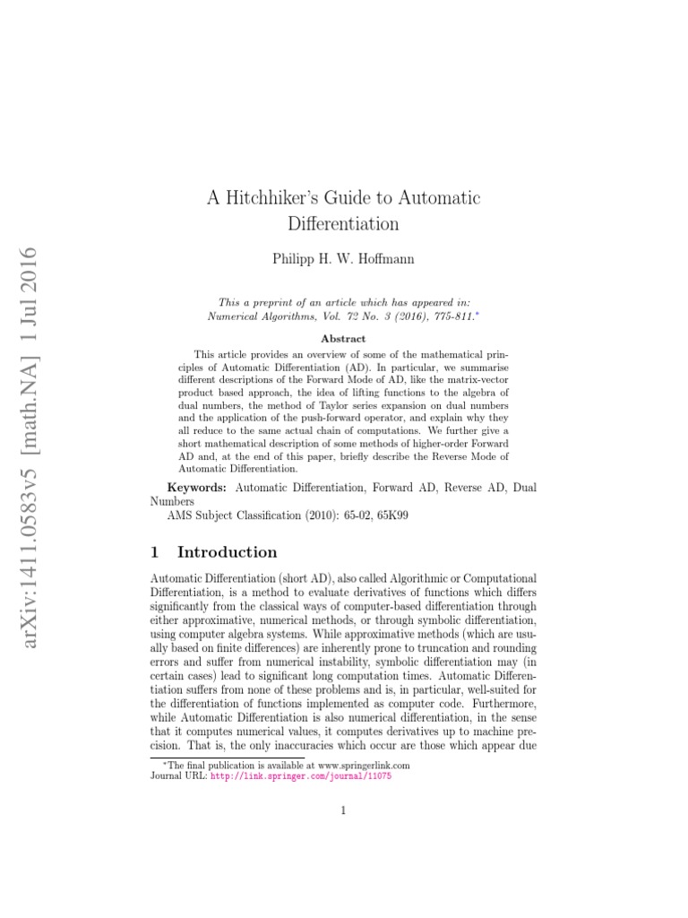 Automatic Differentiation PDF Derivative Variable (Mathematics)