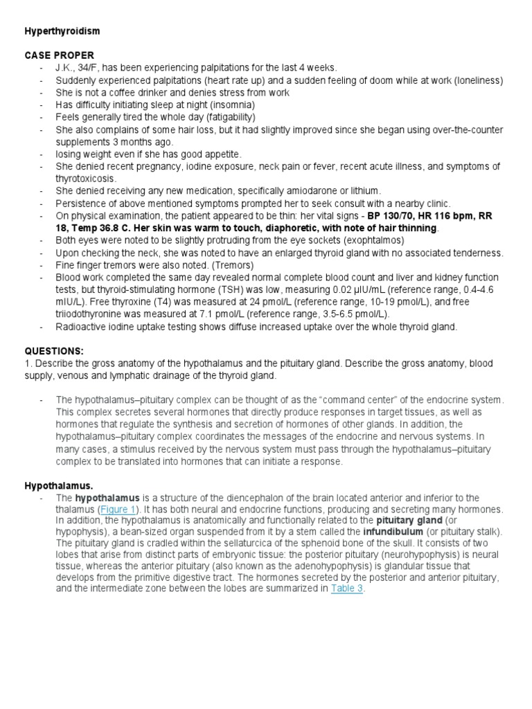Hyperthyroidism Case Proper Pdf Thyroid Stimulating Hormone
