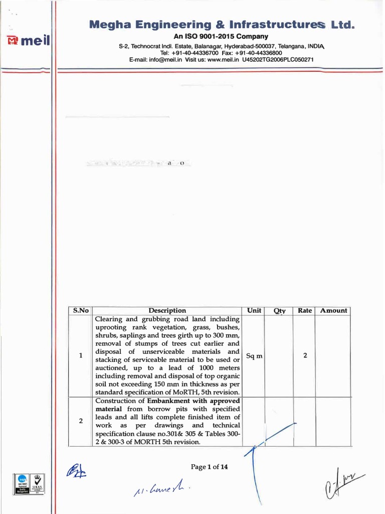 Megha Engineering Infrastructure An Iso 9001 2015 Company Pdf