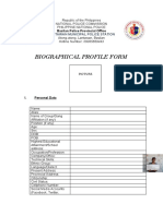 Biographical Profile Form: Basilan Police Provincial Office