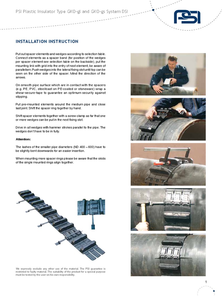 Installation instructions for PSI plastic insulator type GKOgl and GKO