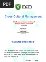 Cross Cultural Management: Challenges and Opportunities of Doing Business in Different Countries