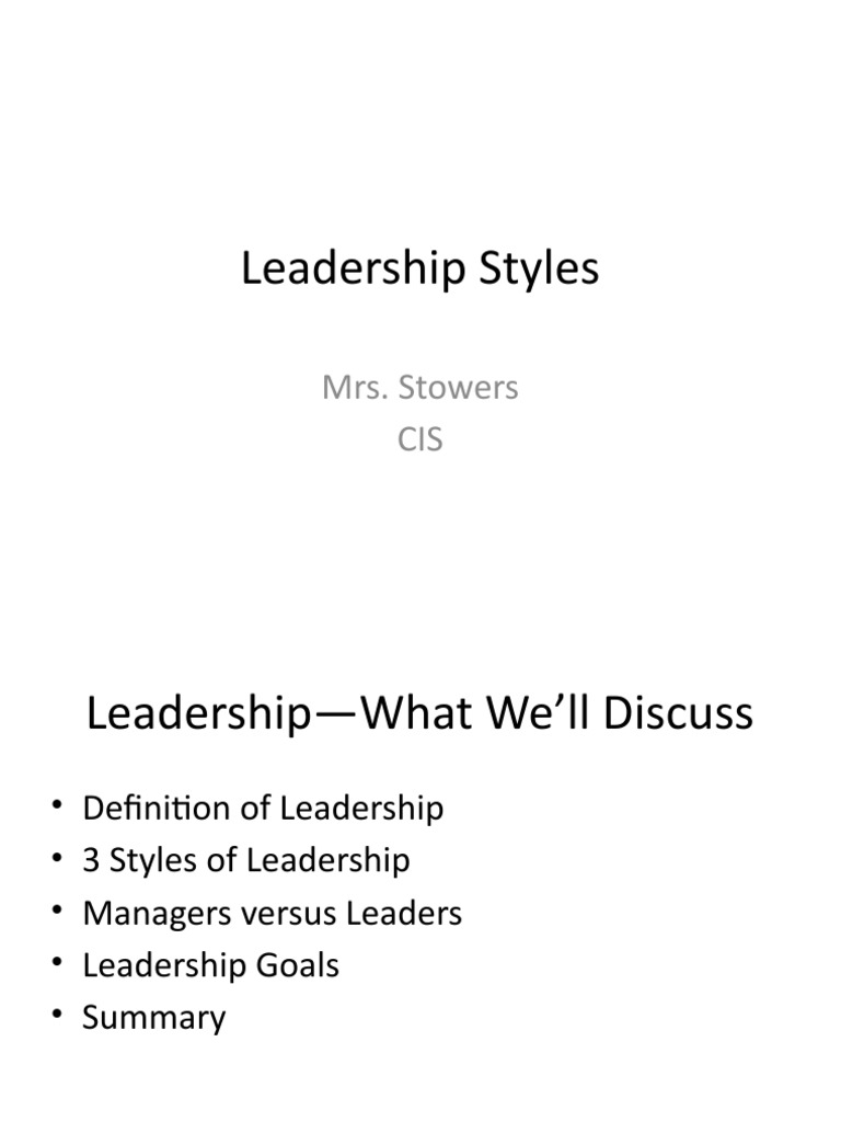 Understanding Leadership Styles | PDF | Influence (Social And Political ...