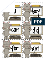 Kindergarten Sight Words Flash Cards