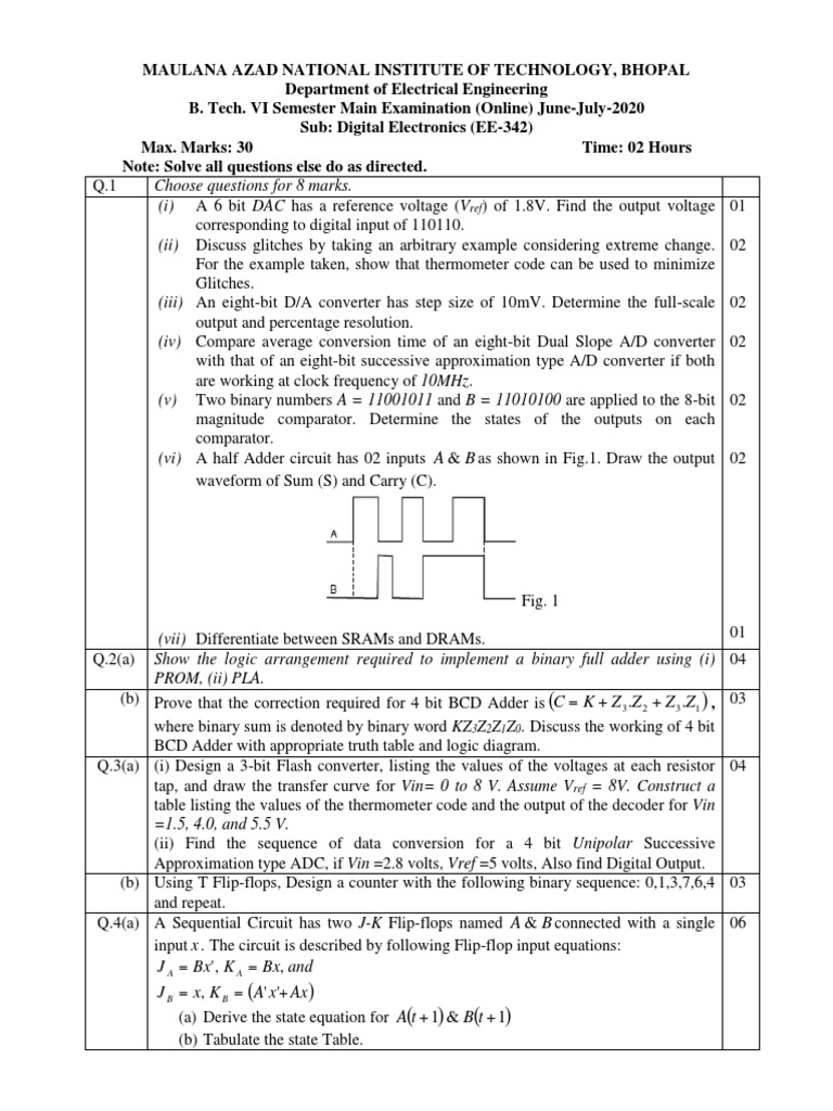 Digital Electronics Exam June 2020 | PDF | Analog To Digital Converter ...