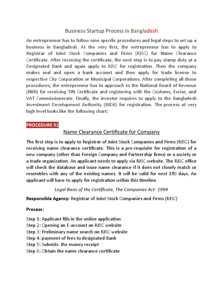 Steps to Start a Business in Bangladesh | PDF | Value Added Tax ...