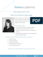 Web Design Starter Pack Meet Your Educator: Kate Savage: Kate's Qualifications Include