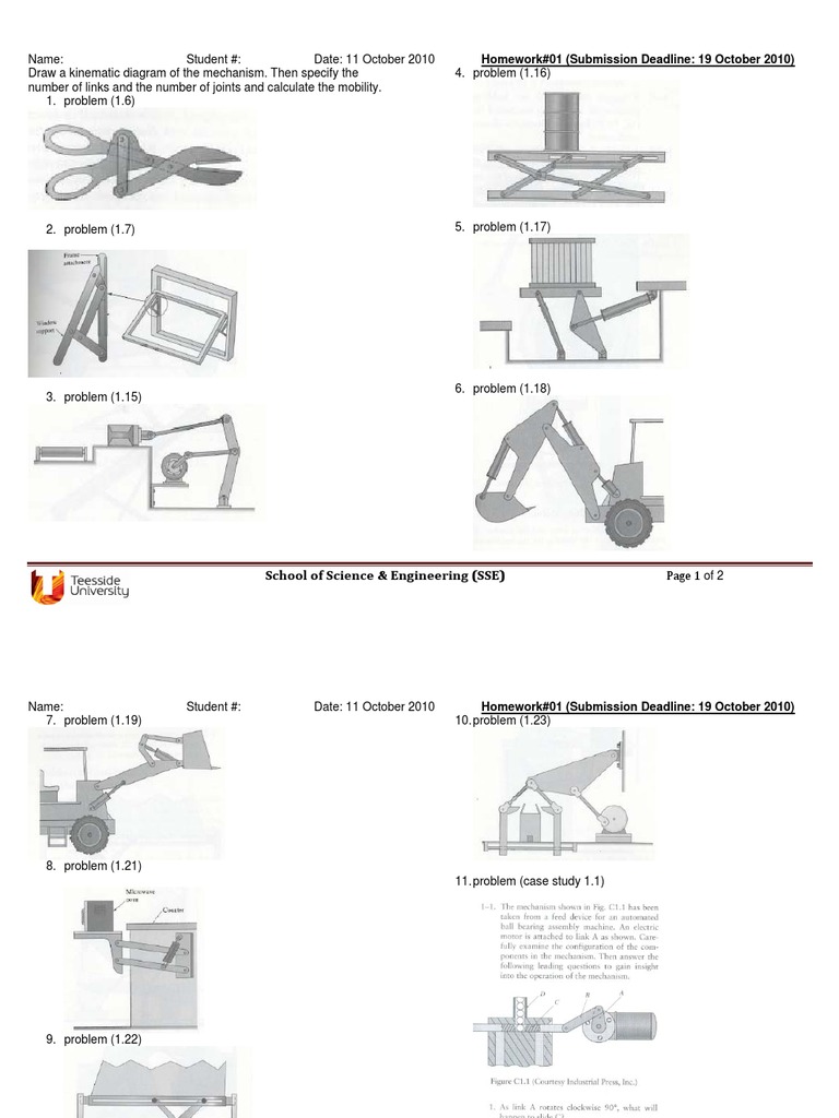 Kinematic Diagram Homework Problems | PDF