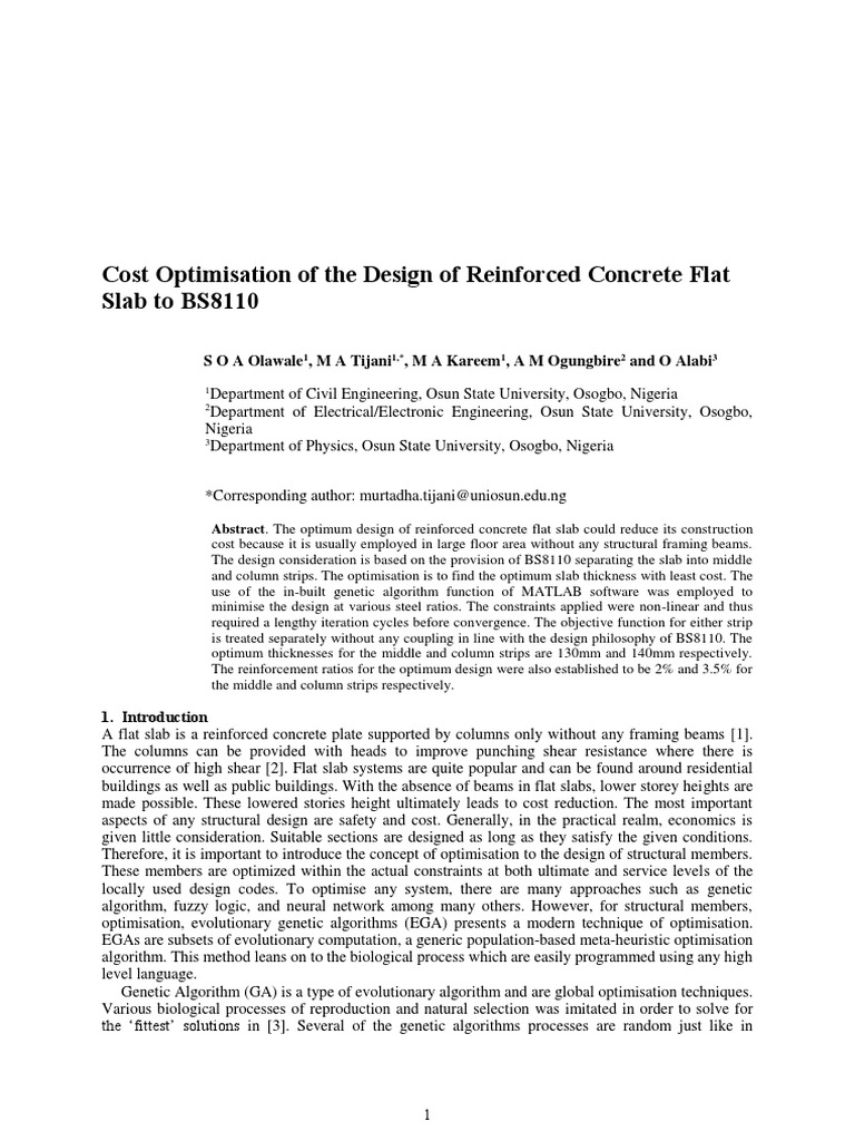 Cost Optimization of Concrete Flat Slabs | PDF | Genetic Algorithm ...