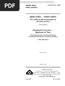 Is 516 Part-6 - 2020 Hardened Concrete - Determination of Drying Shrinkage & Moisture Moment of Concrete Samples