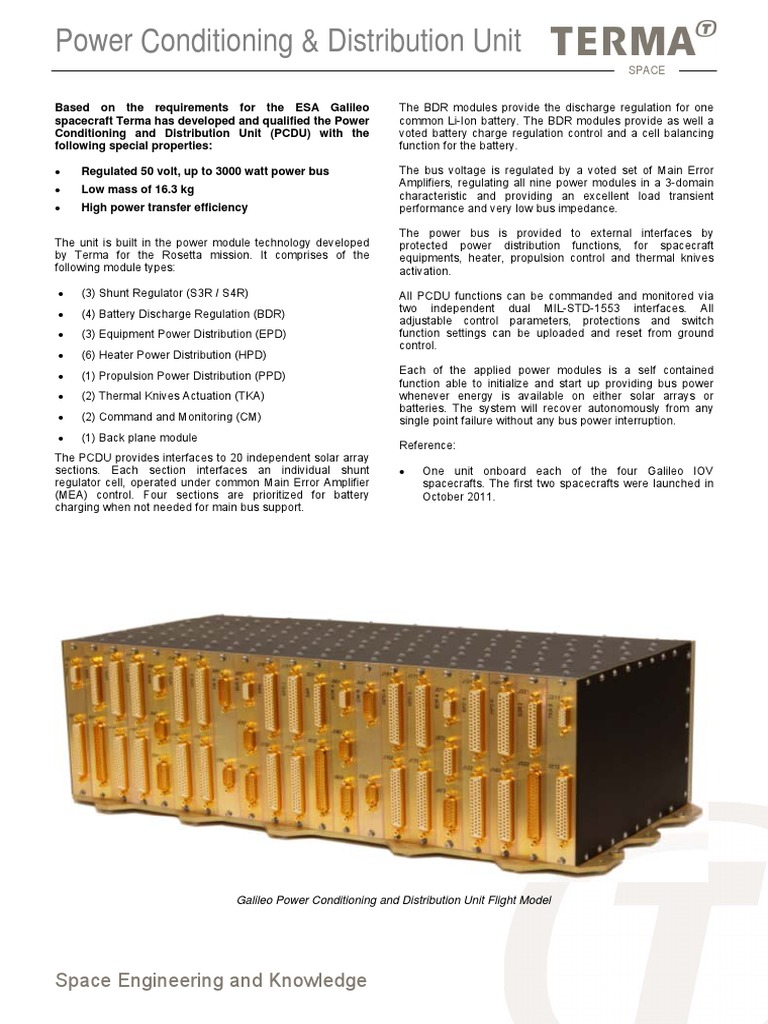 Power Conditioning & Distribution Unit Space Engineering and Knowledge