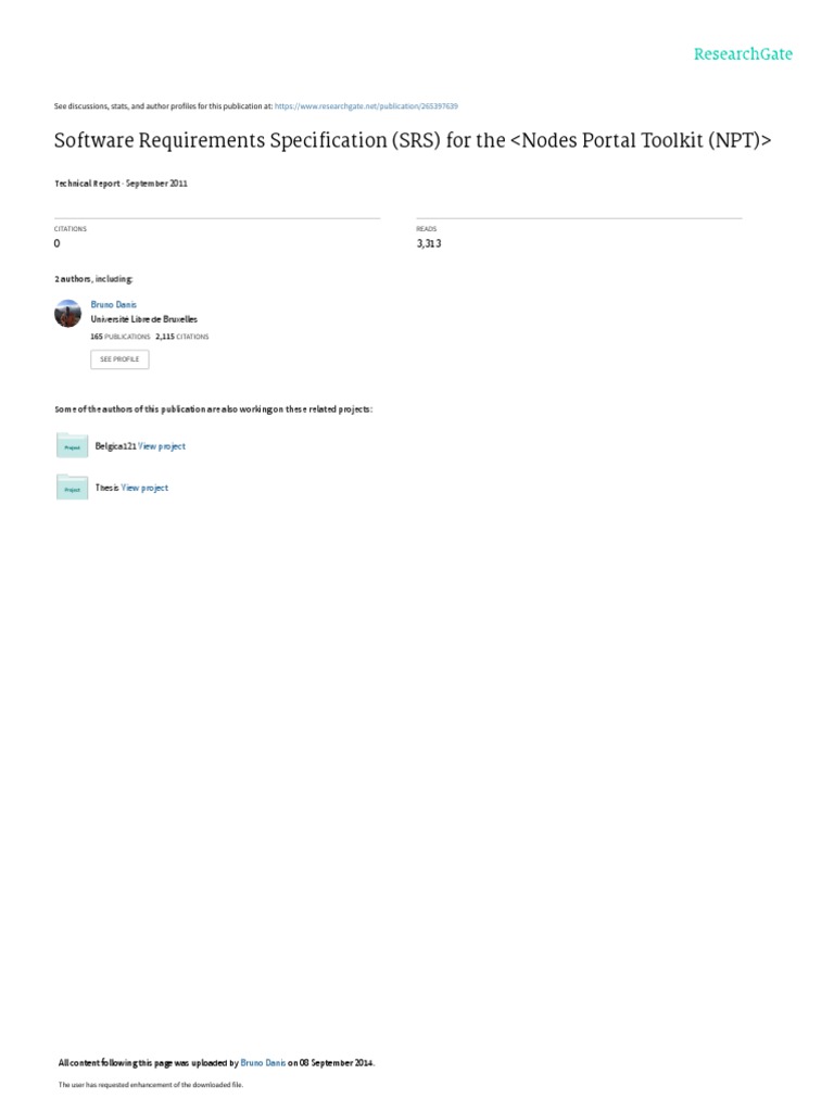 SRS for Nodes Portal Toolkit (NPT) | PDF | Application Programming ...