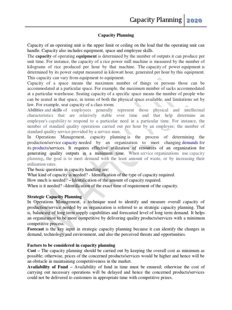 Capacity Planning: Abilities Skills | PDF | Economics | Business