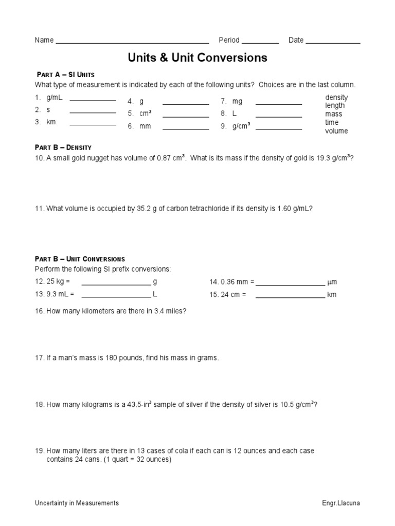Units & Unit Conversions: P A-Siu | PDF