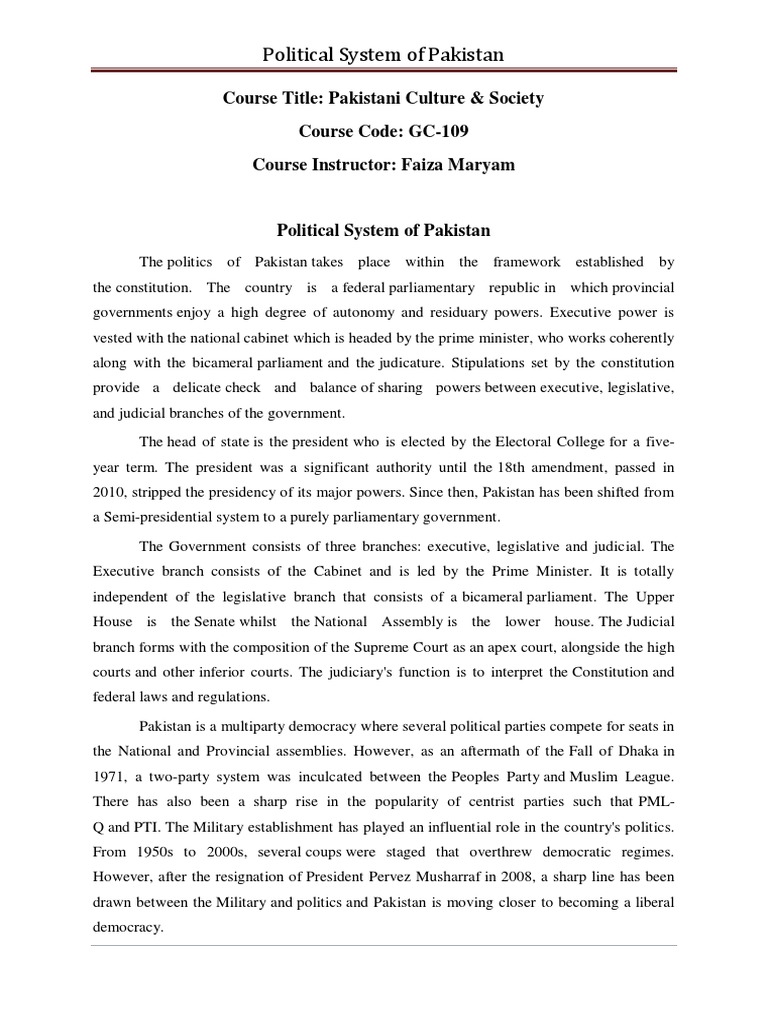Overview of Pakistan's Political System | PDF | Politics Of Pakistan ...