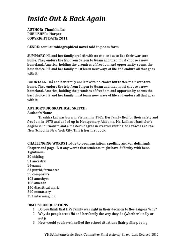Inside Out and Back Again PDF
