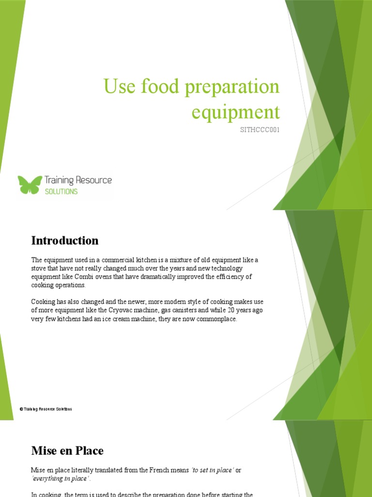Use Food Preparation Equipment SITHCCC001 Powerpoint PDF Blade