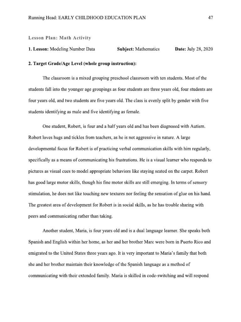 Math Early Childhood Lesson Plan | PDF