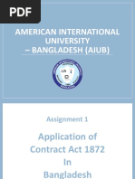 Bussines Law Assignment 1 - Application of Contract Act 1872 in Bangladesh PDF