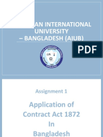 Bussines Law Assignment 1 - Application of Contract Act 1872 in Bangladesh PDF
