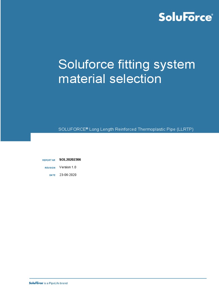 Solufore Fitting System Material Selection | PDF | Pipe (Fluid ...