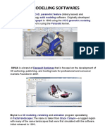 3D Modelling Softwares: CAD Parametric Feature Solid Modeling Intergraph Acis Geometric Modeling Kernel Parasolid