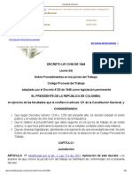 Codigo de Procedimiento Laboral Decreto 2148 de 1968 PDF