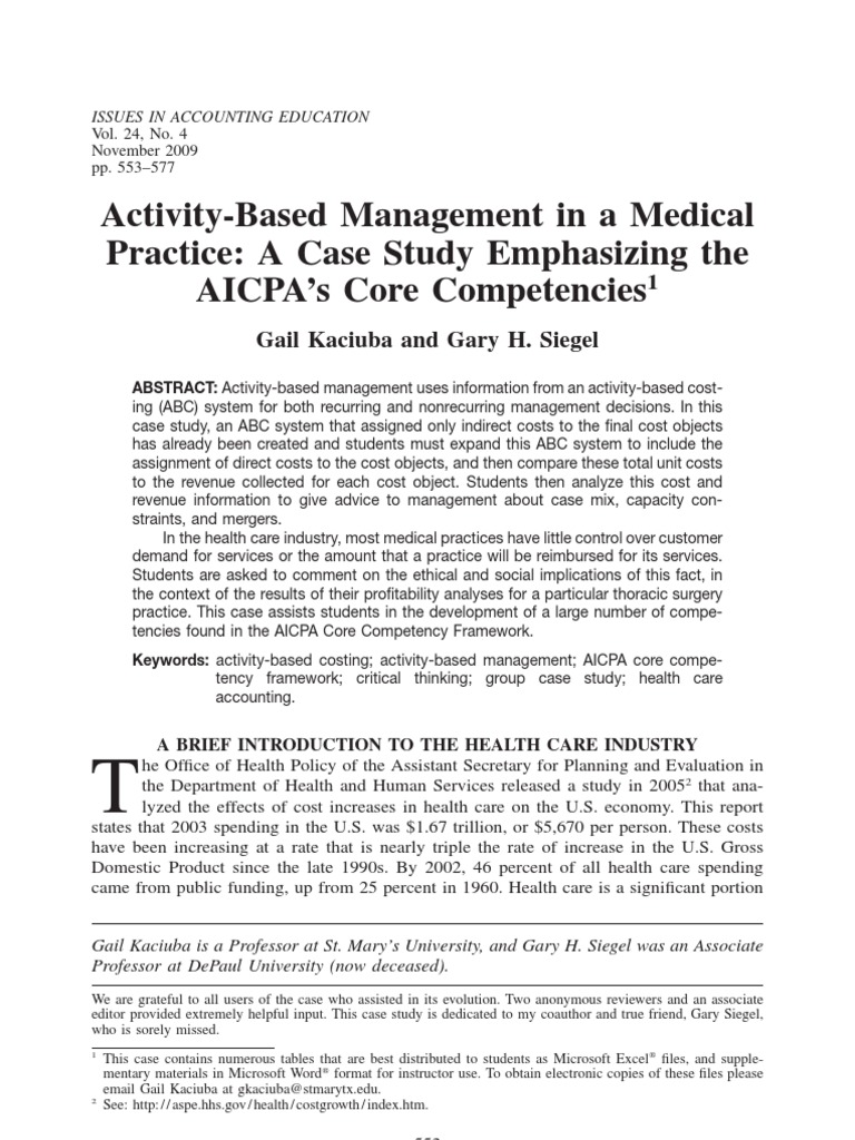 Activity-Based Management in Healthcare | PDF | Medicare (United States ...