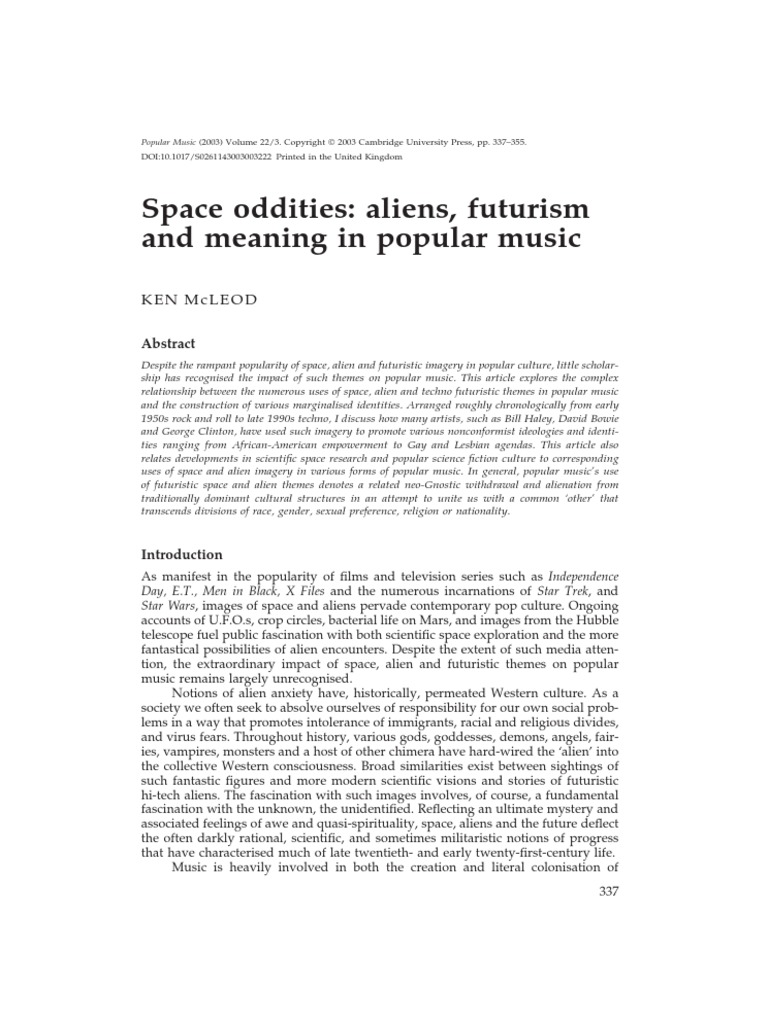 Space Oddities Aliens Futurism and Meaning in Popular Music Download