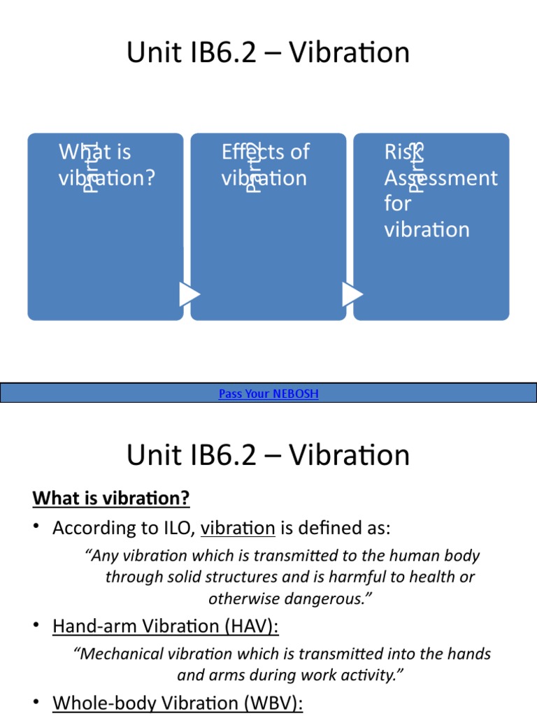 Unit IB6.2 - Vibration: What Is Vibration? Effects of Vibration Risk ...