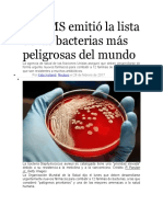 La OMS Emitió La Lista de Las Bacterias Más Peligrosas Del Mundo