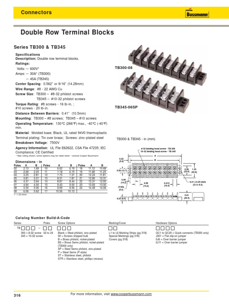 Bus Ele TB300 TB345 Double Row Terminal Blocks | PDF | Building ...