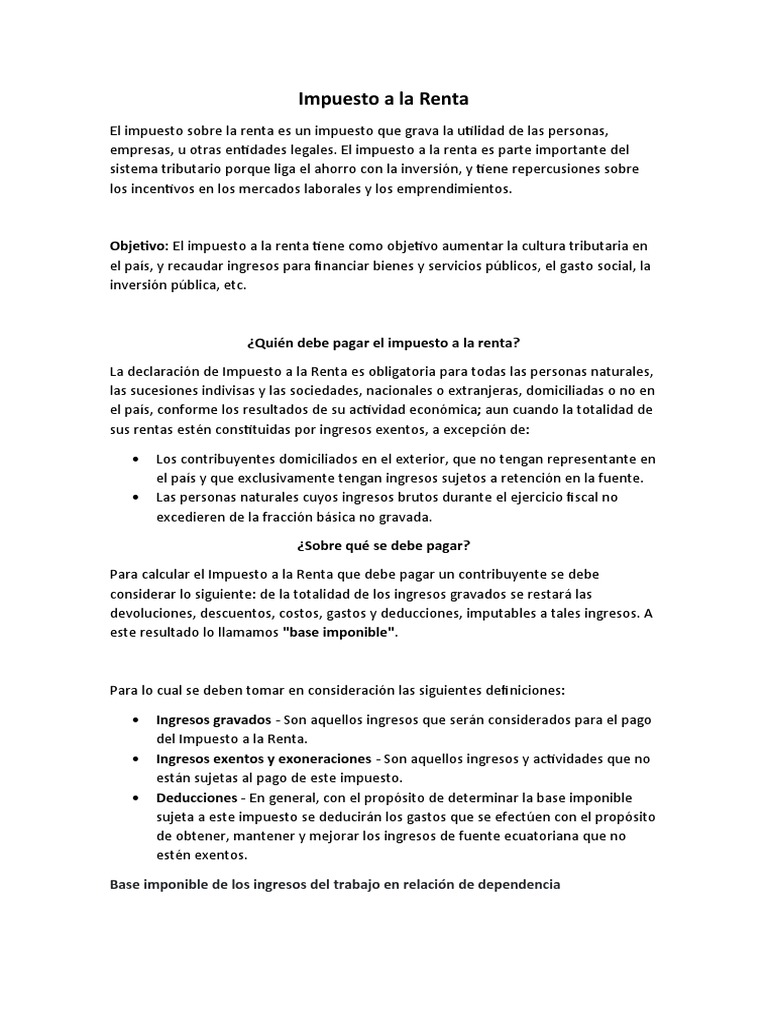 Guía del Impuesto a la Renta | PDF | Impuesto sobre la renta | Impuestos