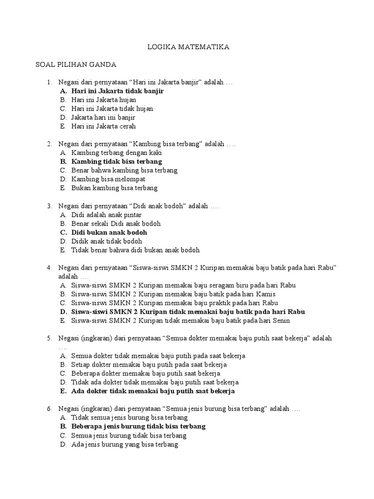 Soal Logika Matematika Docx
