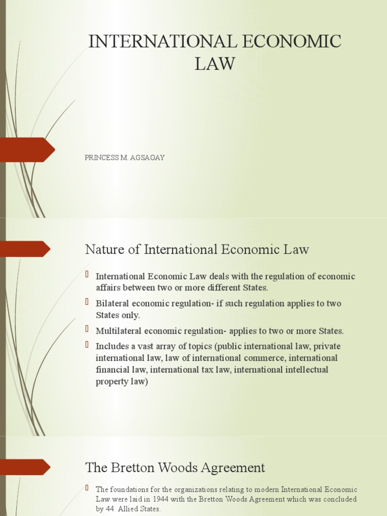 Nature of International Economic Law | PDF | Dumping (Pricing Policy ...